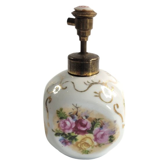 Vintage Wales Atomizer Perfume Bottle Floral Porcelain Japan - Picture 3 of 8